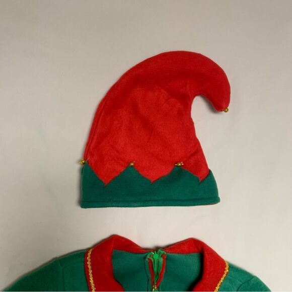 Christmas Elf Dress Girl’s Large Holiday Novelty Costume Santa Green Red Funny - Picture 6 of 13